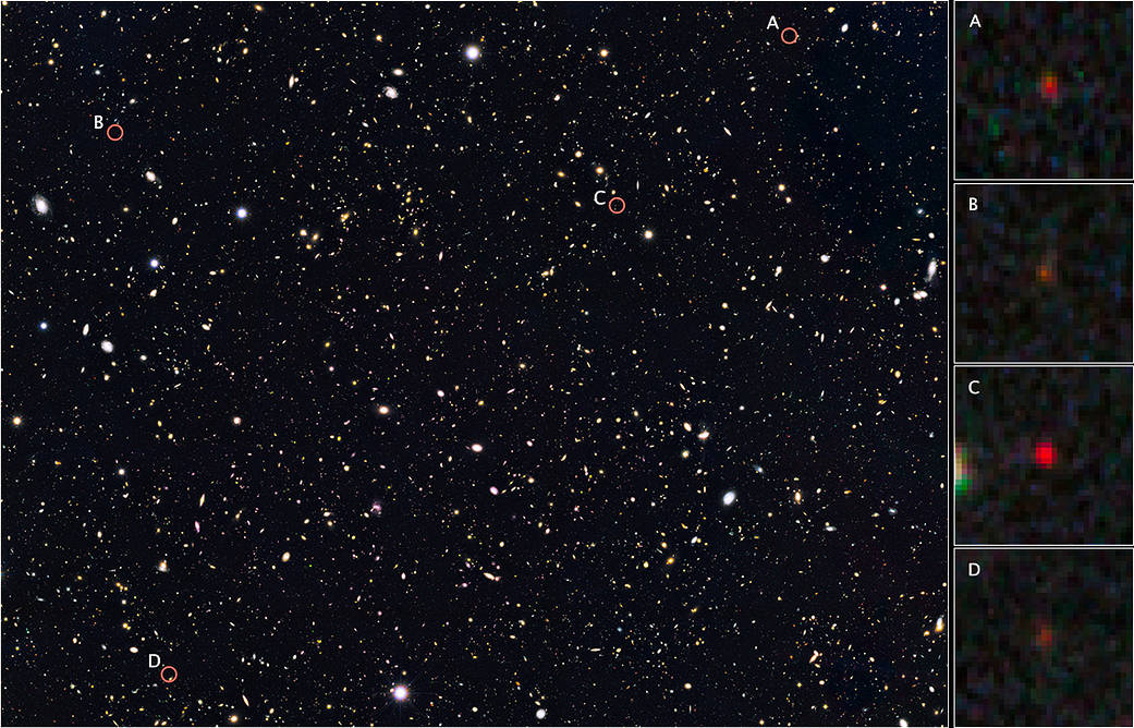 This is a portion of a deep-sky Hubble Space Telescope survey called GOODS North (Great Observatories Origins Deep Survey)