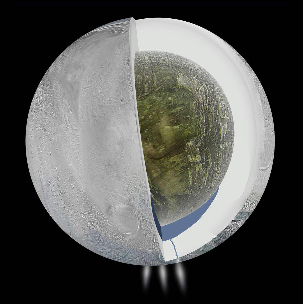 Diagram illustrates the possible interior of Saturn's moon Enceladus 
