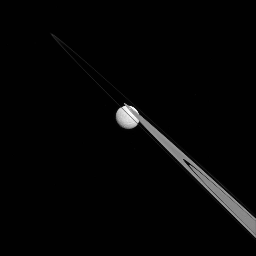 Tethys and Saturn's rings