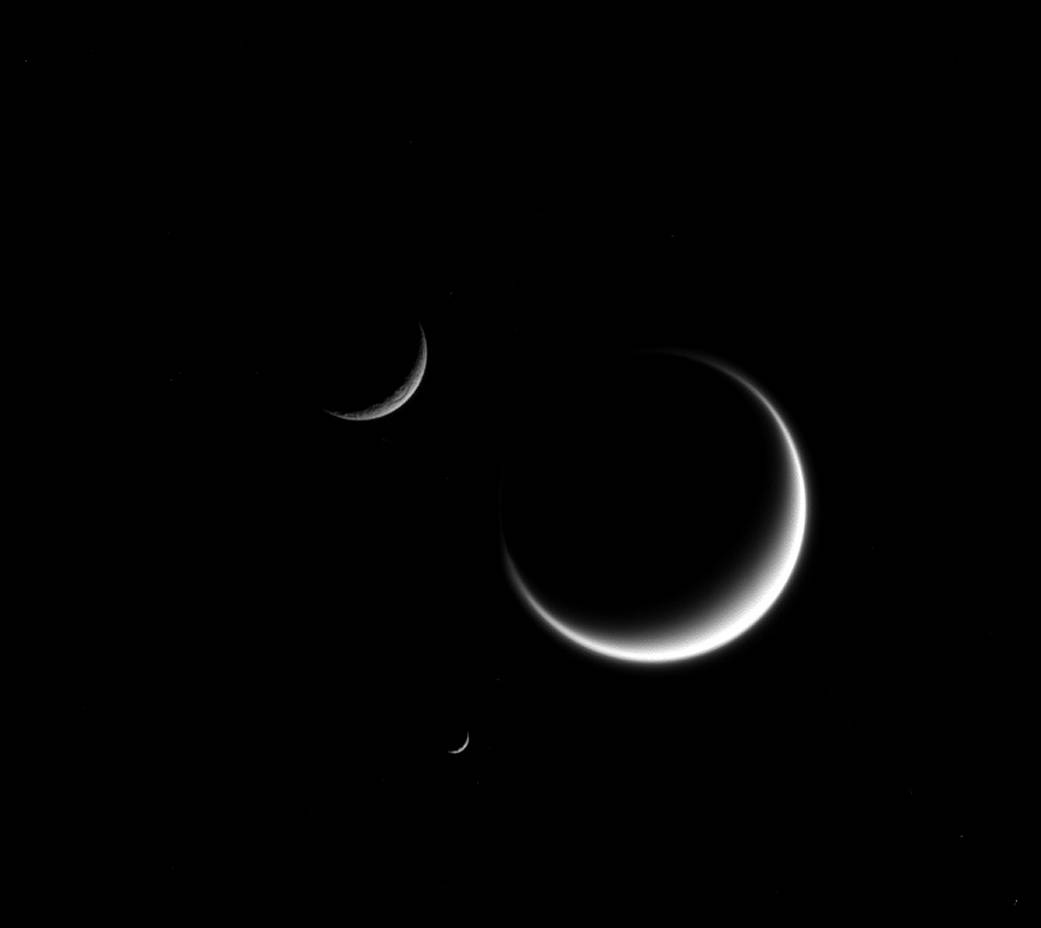 Titan, Mimas and Rhea