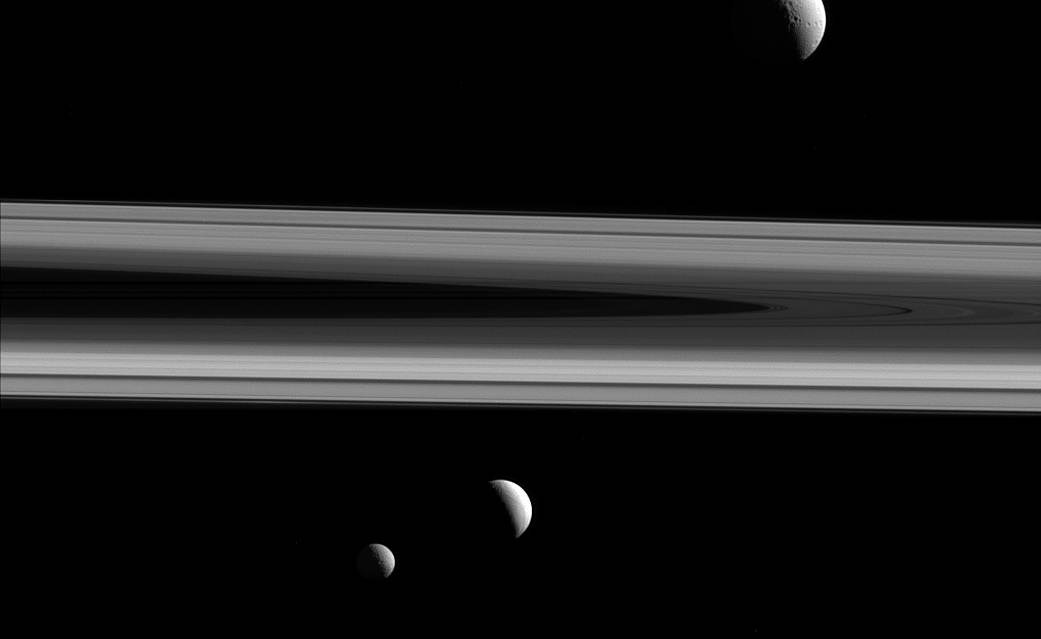 Three of Saturn's moons 