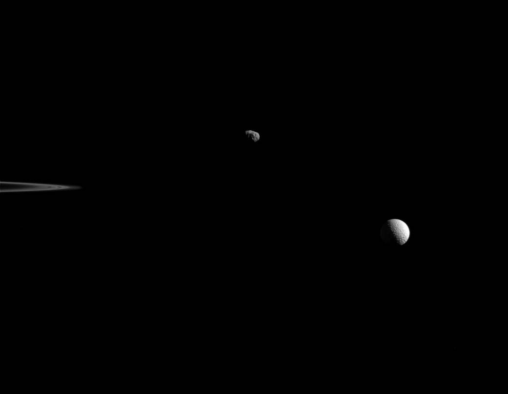 Saturn's moons Janus and Mimas 