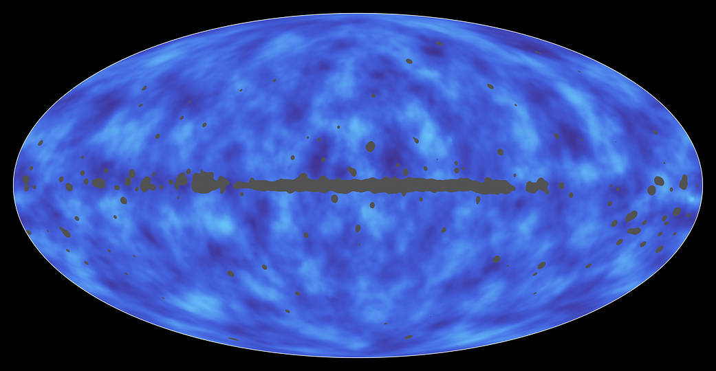 Matter lying between Earth and the edge of the observable universe is shown in this all-sky map from Planck