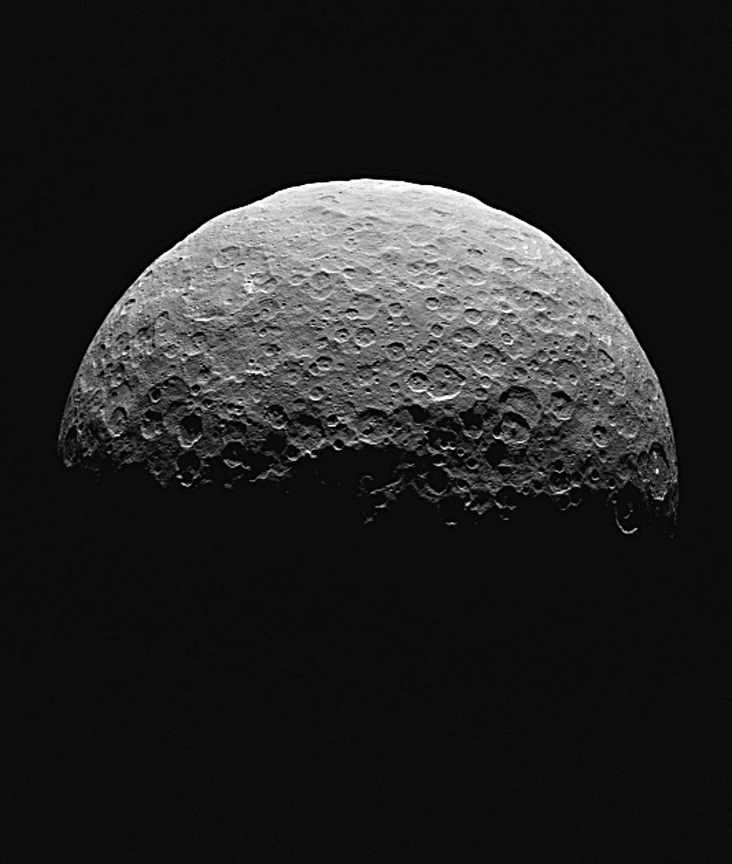 This image shows northern terrain on the sunlit side of dwarf planet Ceres