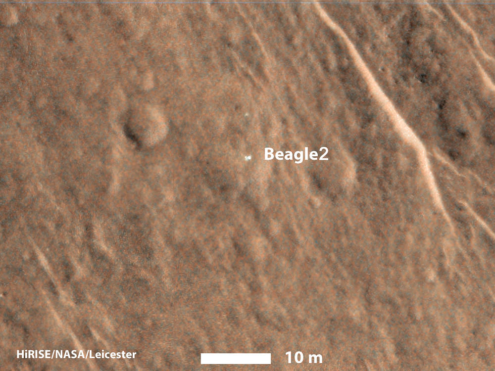 Beagle 2 Lander observed by Mars Reconnaissance Orbiter