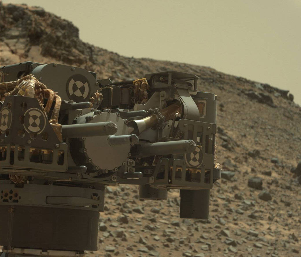 Curiosity's Drill After Drilling at 'Telegraph Peak'