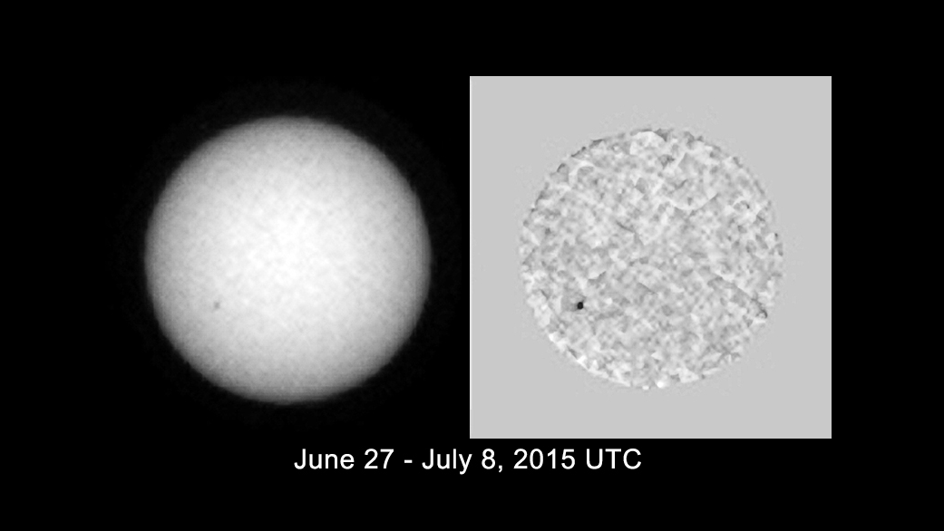 The sequence of seven images in this animation shows sunspots 