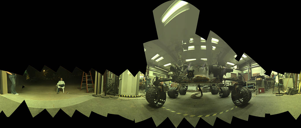 View of a test rover at NASA's Jet Propulsion Laboratory 