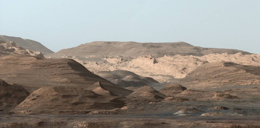 Composite image looking toward the higher regions of Mount Sharp