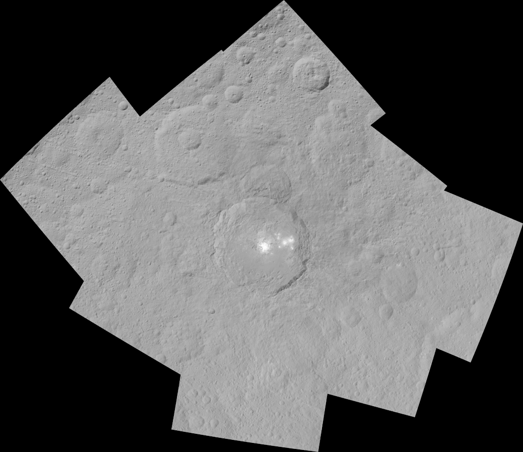 Mosaic shows Ceres' Occator crater and surrounding terrain 