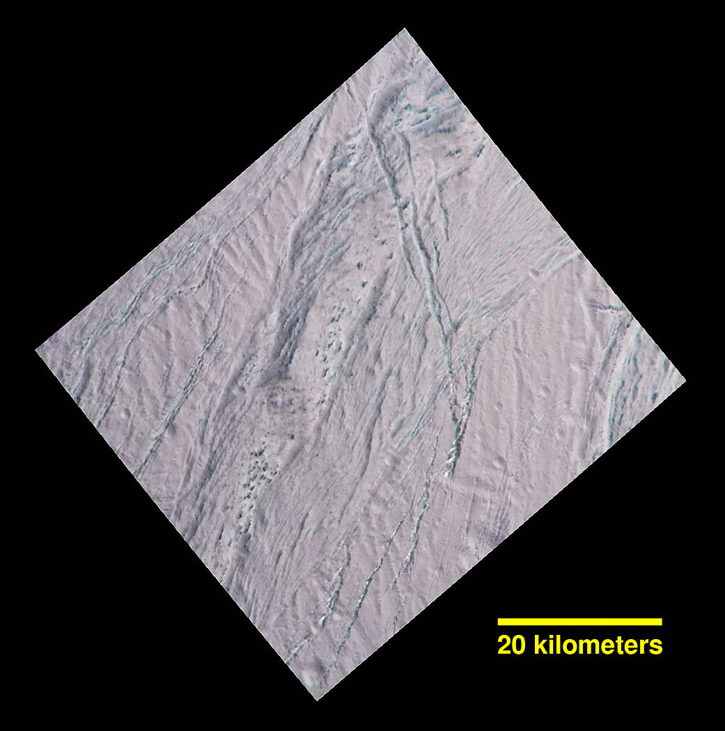 Enceladus Dalmatian Terrain Close-up