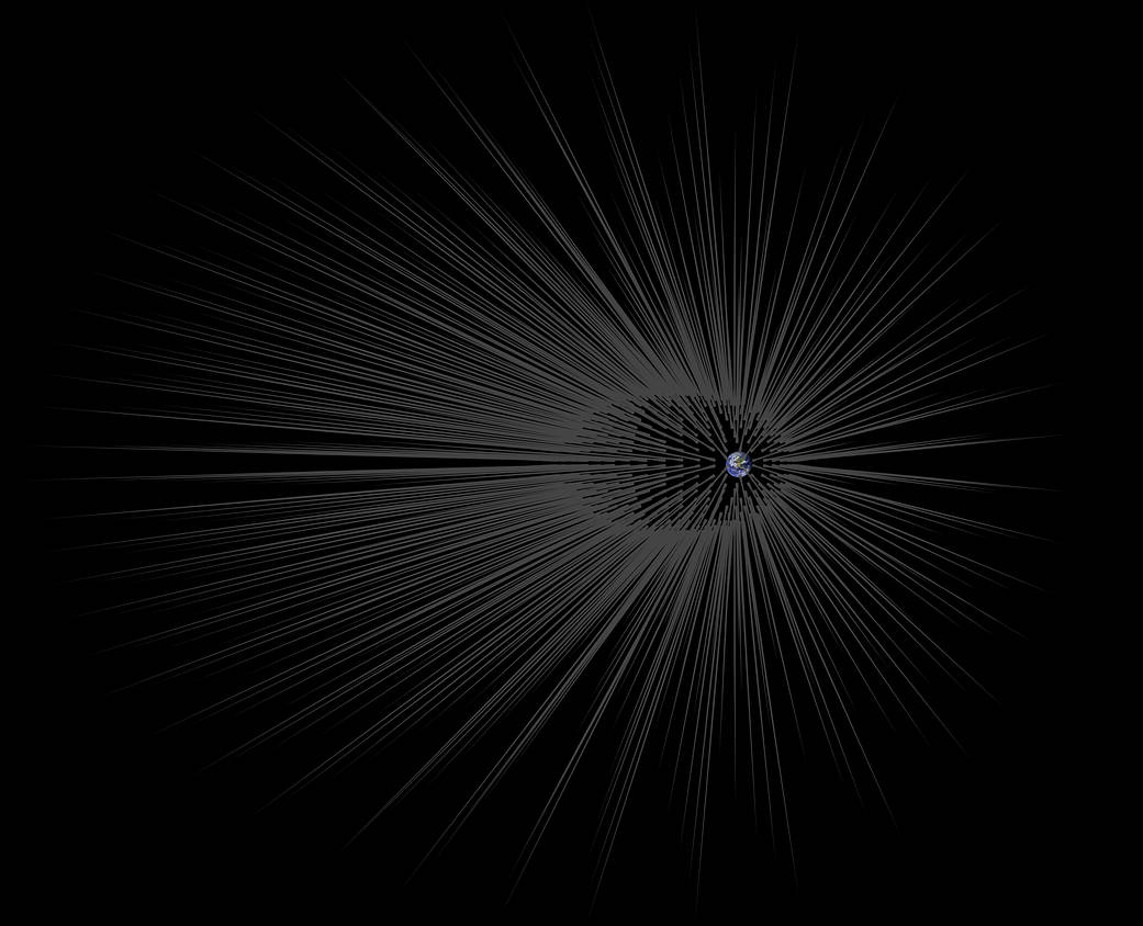  Illustration shows Earth surrounded by theoretical filaments of dark matter 