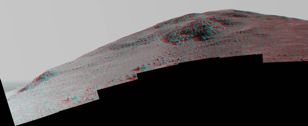 Steep ‘Knudsen Ridge’ Along ‘Marathon Valley’ on Mars (Stereo)