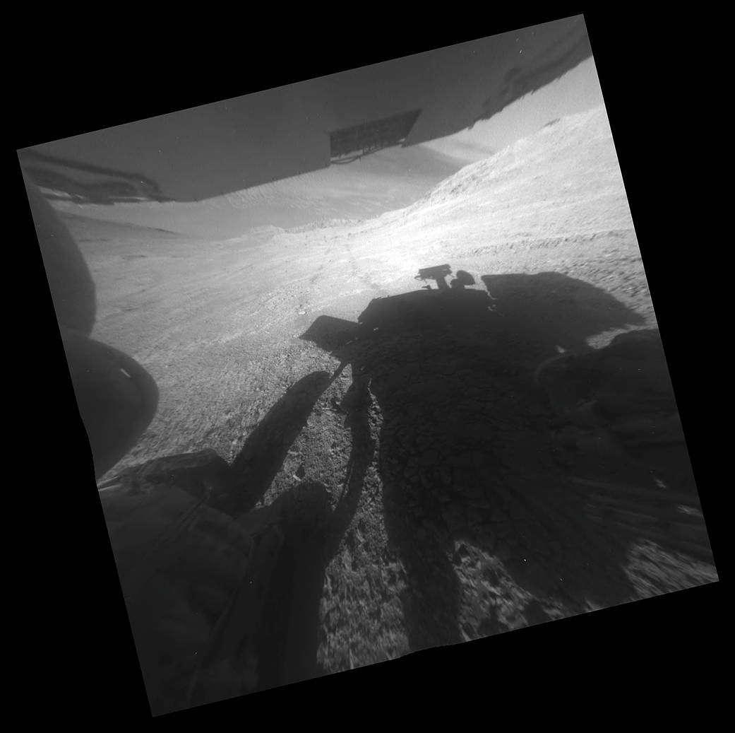 Opportunity's shadow and tracks