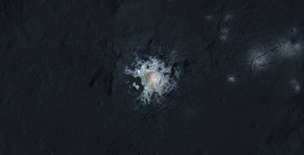 Center of Occator Crater (Enhanced Color)