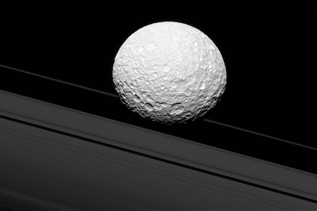 Saturn's ring and moon Mimas