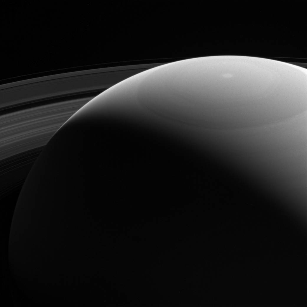 Peeking over Saturn's Shoulder