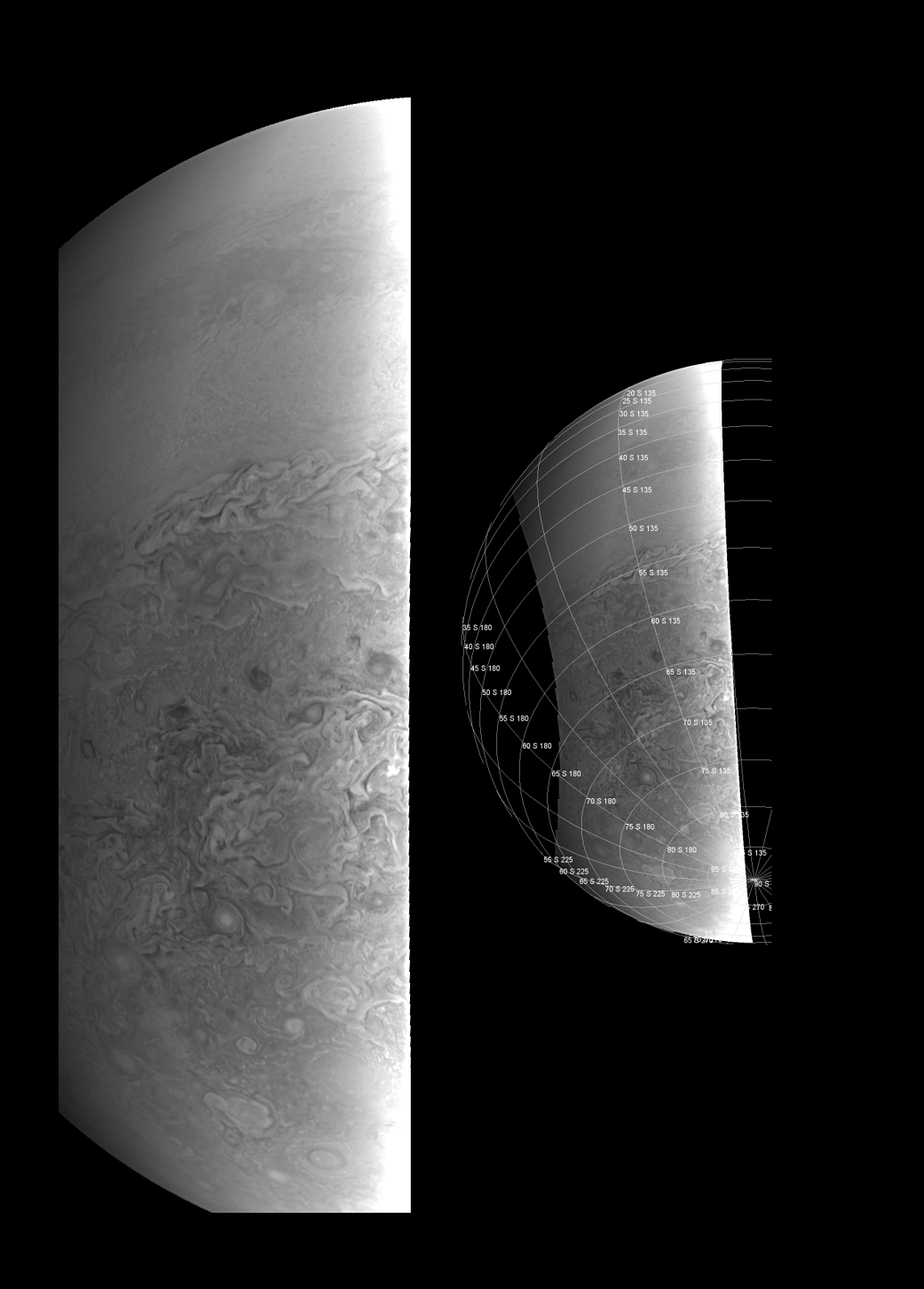 Southern hemisphere view of Jupiter