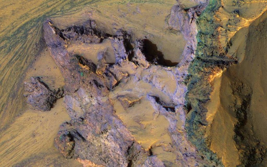 Colorful Bedrock Exposed in a Landslide Scarp