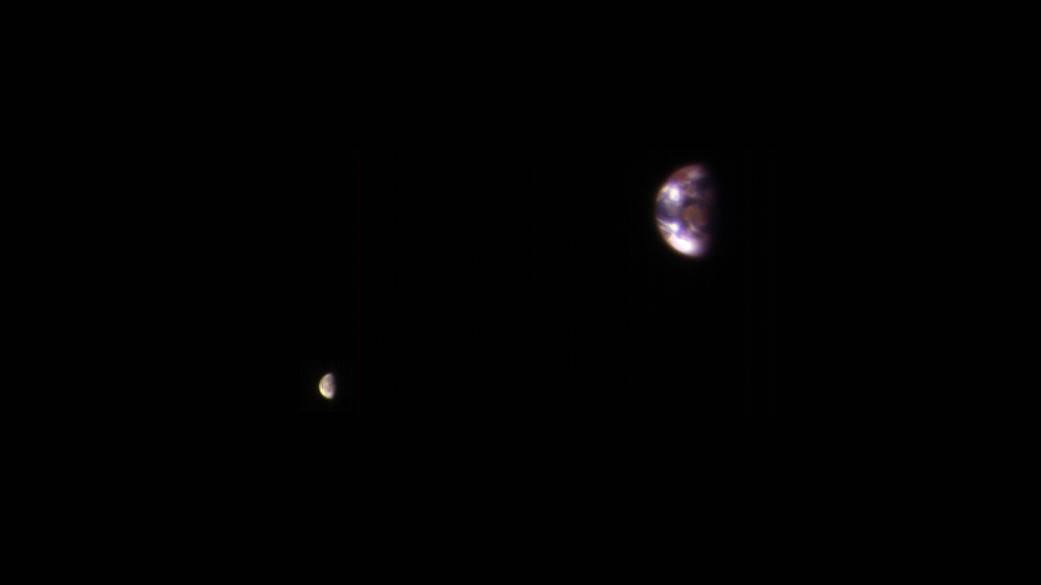 Earth and Its Moon, as Seen From Mars
