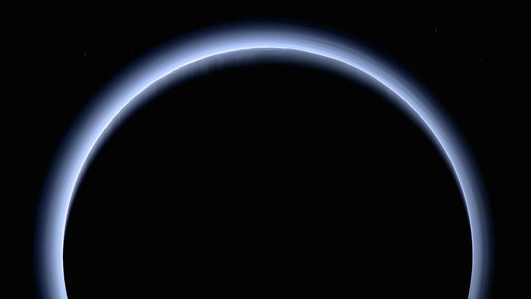 This is the highest-resolution color departure shot of Pluto's receding crescent from NASA's New Horizons spacecraft, taken when the spacecraft was 120,000 miles (200,000 kilometers) away from Pluto. 