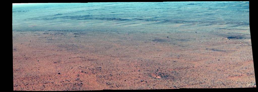 Martian Rocks Lining Possible Ancient Channel (Enhanced Color)