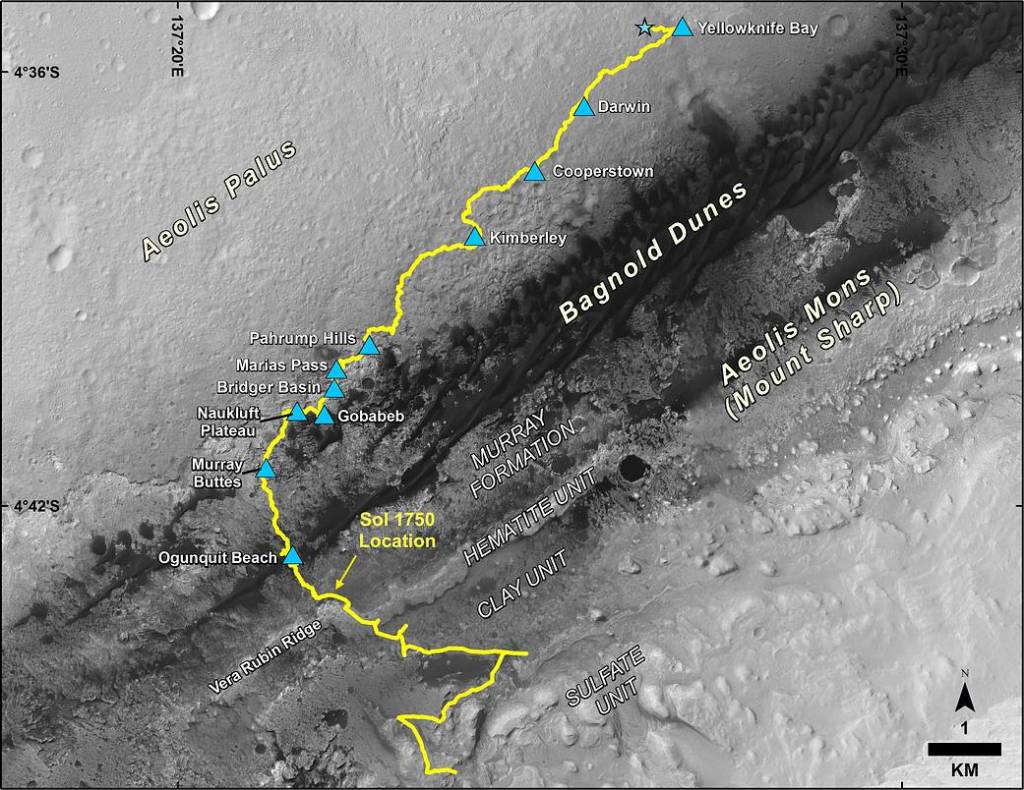 Mid-2017 Map of NASA’s Curiosity Mars Rover Mission