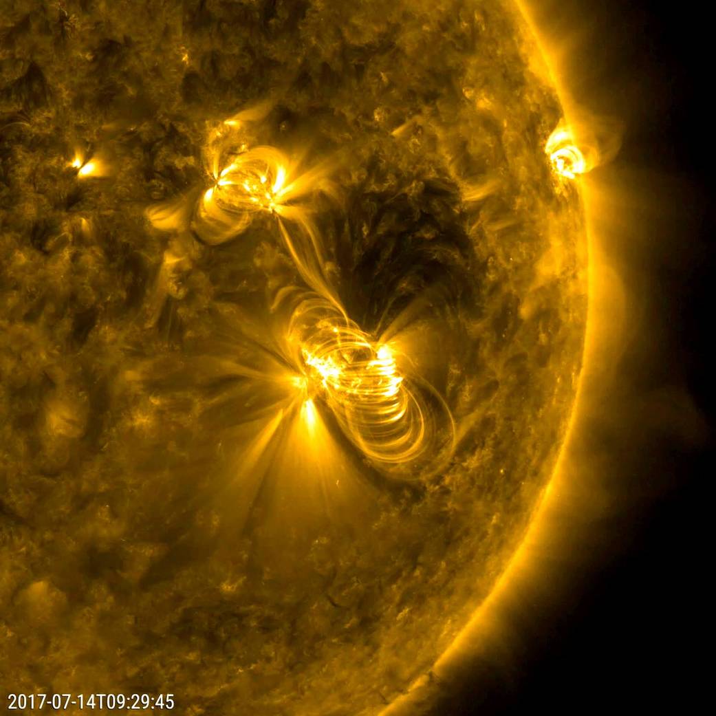 Image of sun's surface with solar flare visible