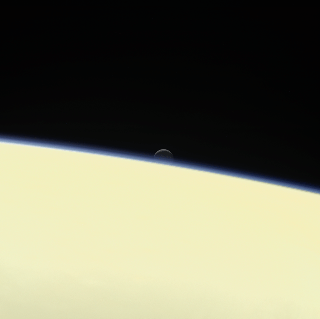 Enceladus Setting Behind Saturn