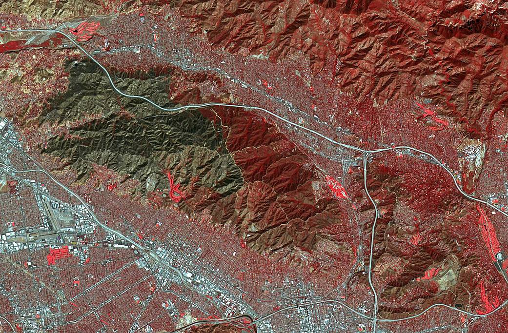 Terra satellite image of LA wildfires scar