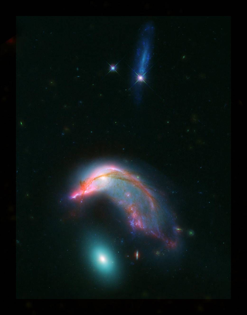 Distant interacting galaxies, known collectively as Arp 142