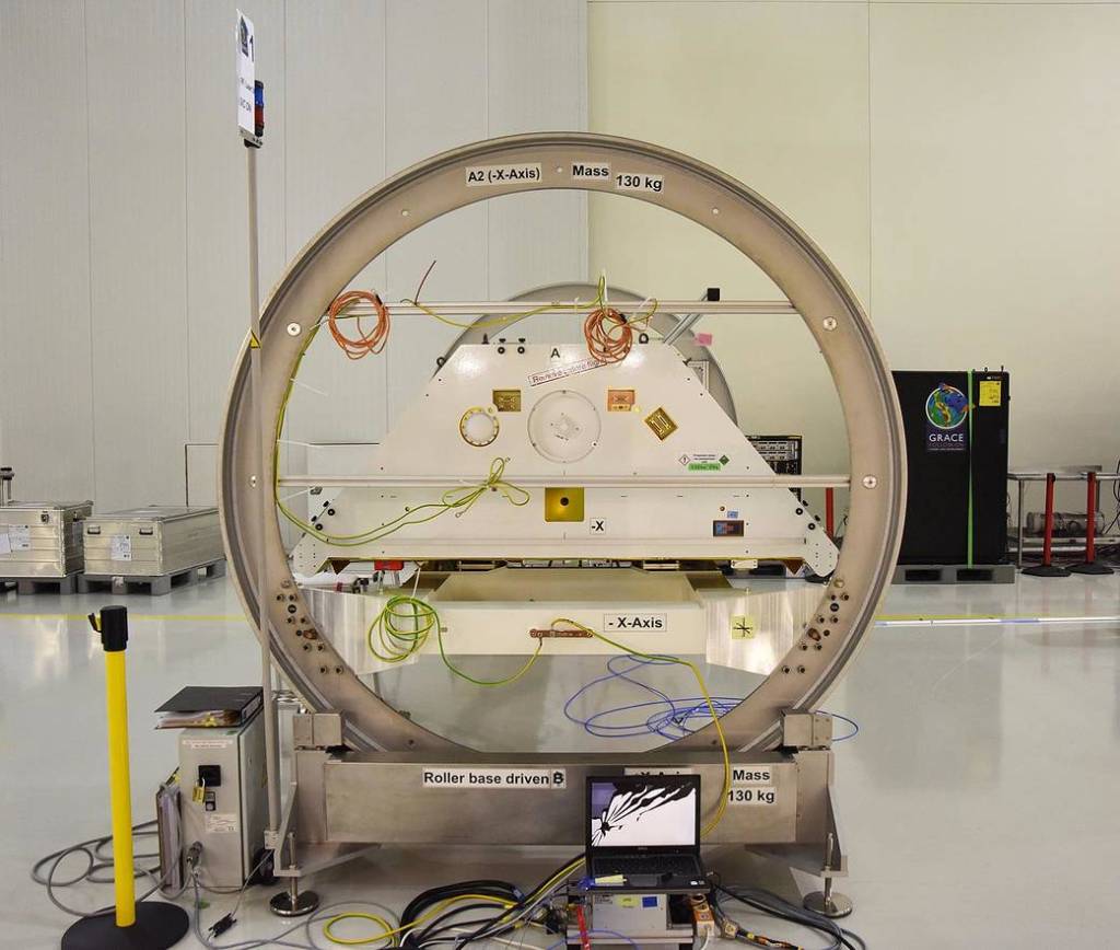 GRACE-FO satellites in a clean room