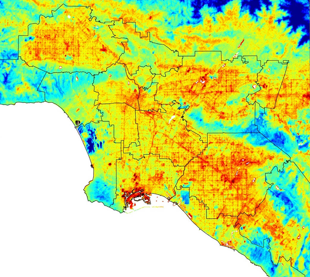 Surface temperature variations in Los Angeles, CA