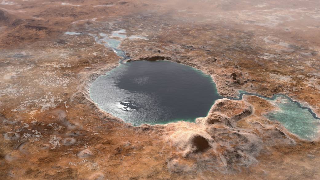 illustration shows Jezero Crater on Mars