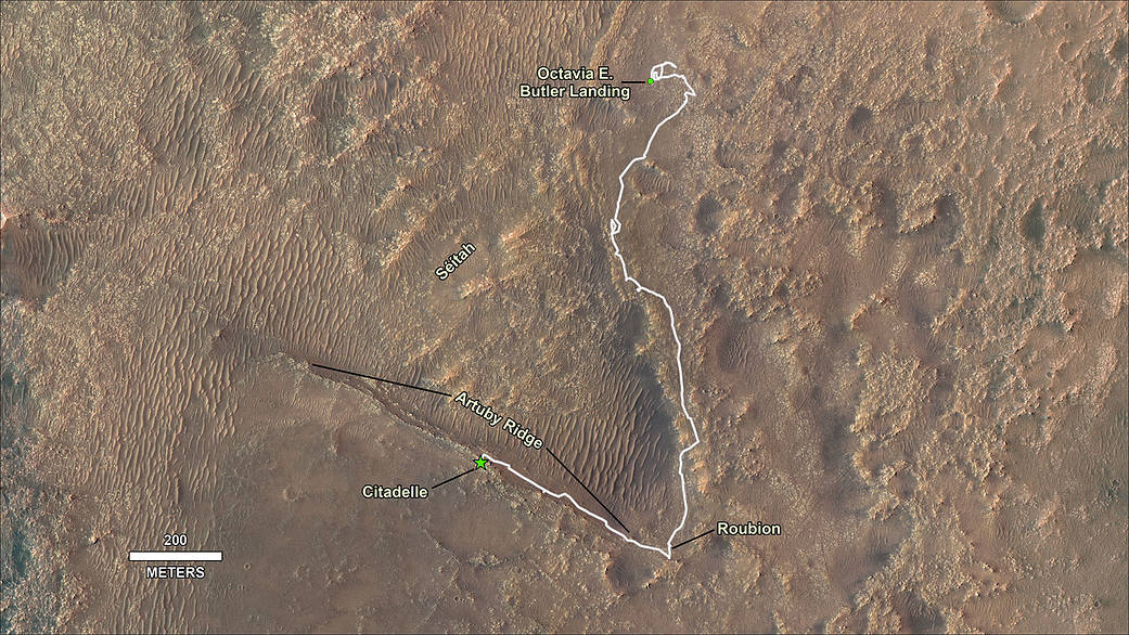 This image shows the journey of NASA's Perseverance rover 