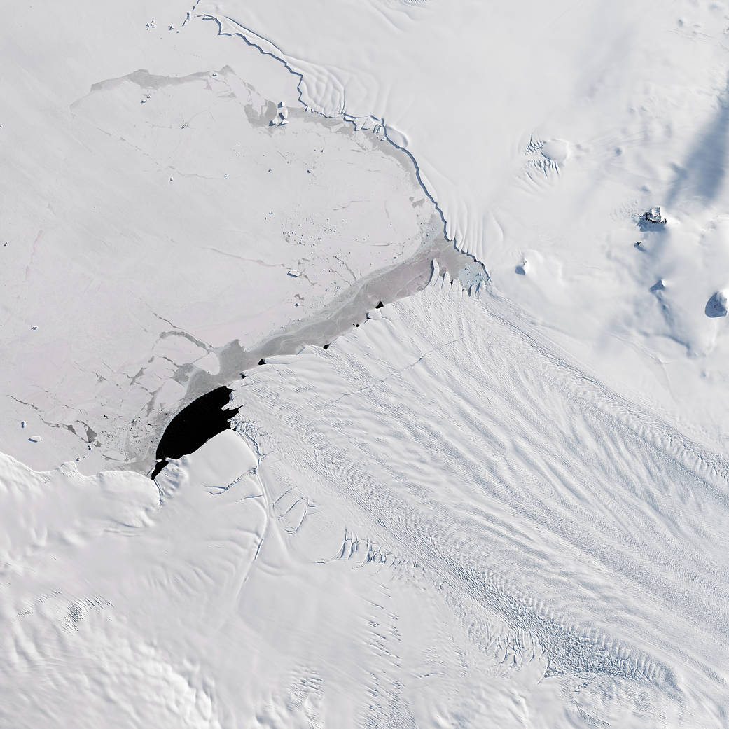 Satellite image of crack in glacier