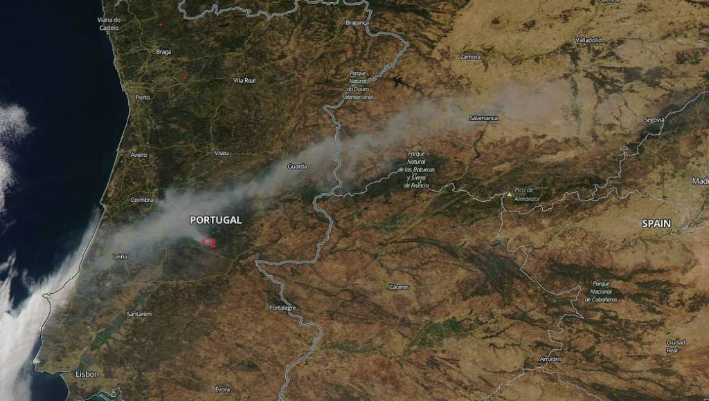 NASA’s Aqua Satellite Finds Portugal Heating Up As Fire Blazes In Country’s Center