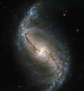 galaxy with golden center and barred swirling arms