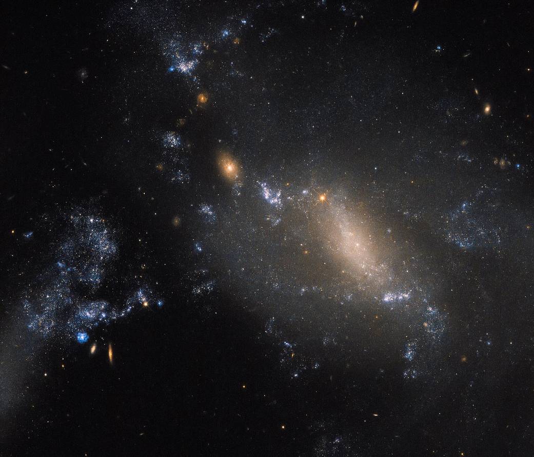 scattered galaxies with a blue haze