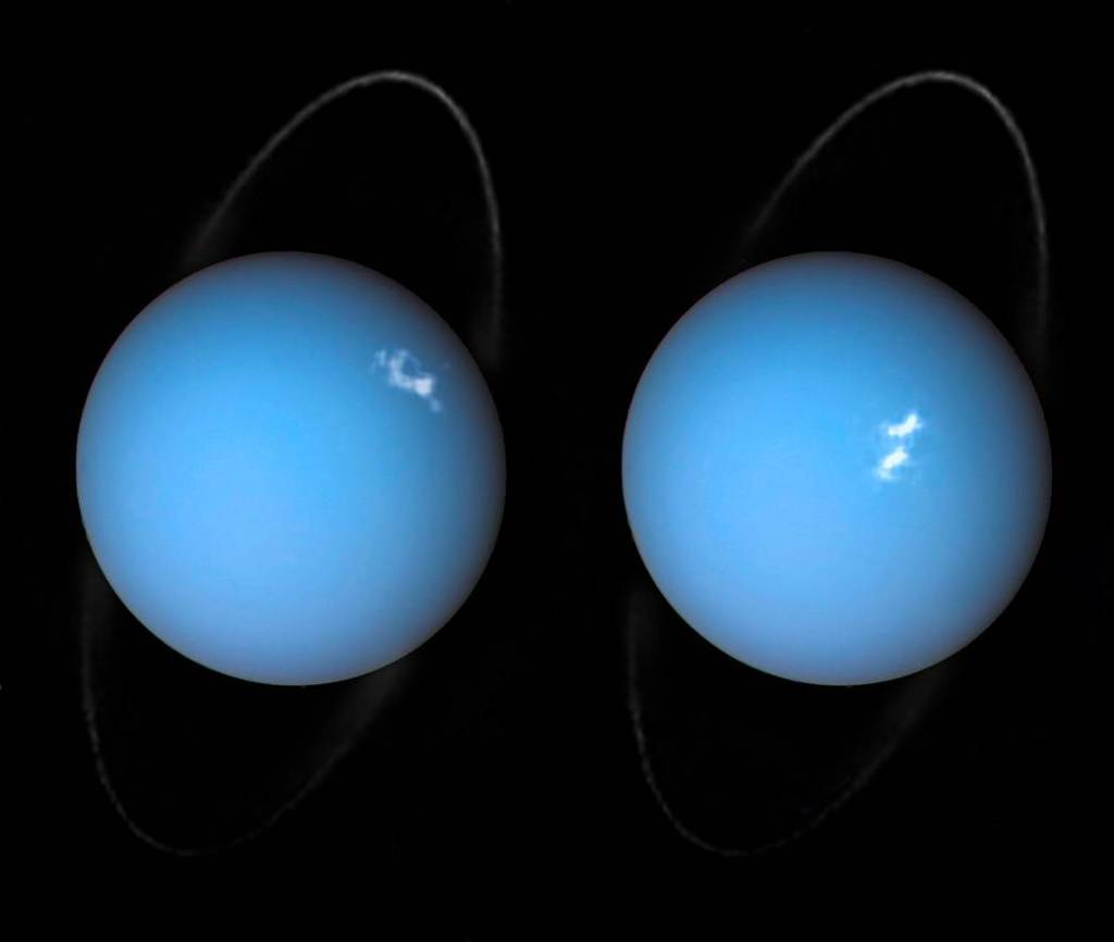 double image of blue planet 