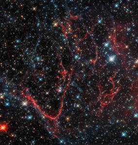red and blue streamers in space