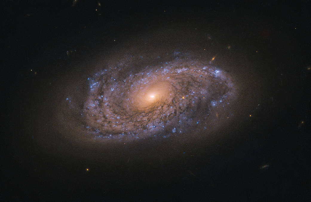 swirling spiral galaxy named NGC 2906, as seen by Hubble
