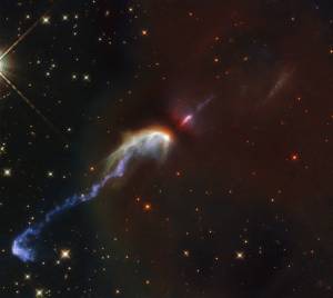 The two Herbig-Haro objects cataloged as HH46 and HH47, seen in this image were taken with the NASA/ESA Hubble Space Telescope.