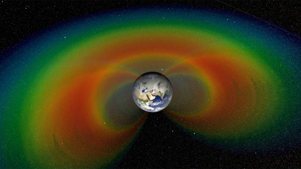 Two giant donuts of radiation, called the Van Allen Belts, surround Earth