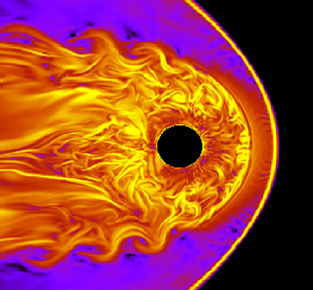 Model of Earth's magnetic field as affected by the solar wind creates Kelvin-Helmholtz waves.