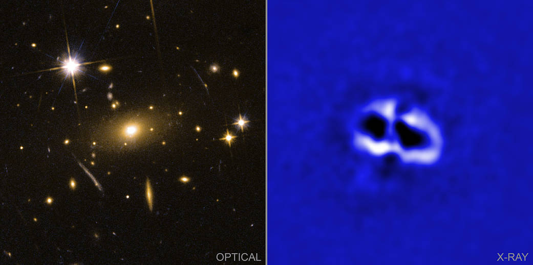 Four enormous cavities, or bubbles, have been found at the center of the RBS 797 galaxy cluster using Chandra. 