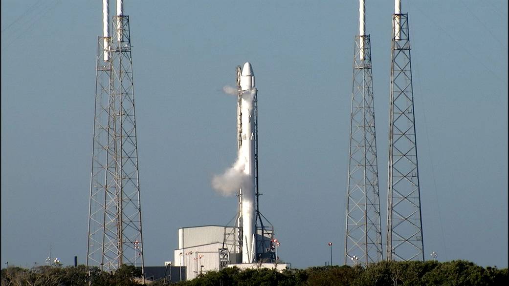 The SpaceX Falcon 9 rocket on Space Launch Complex 40