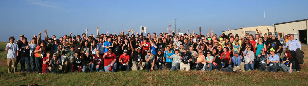 The students and teachers of RockOn signal the successful launch with a thumbs-up.