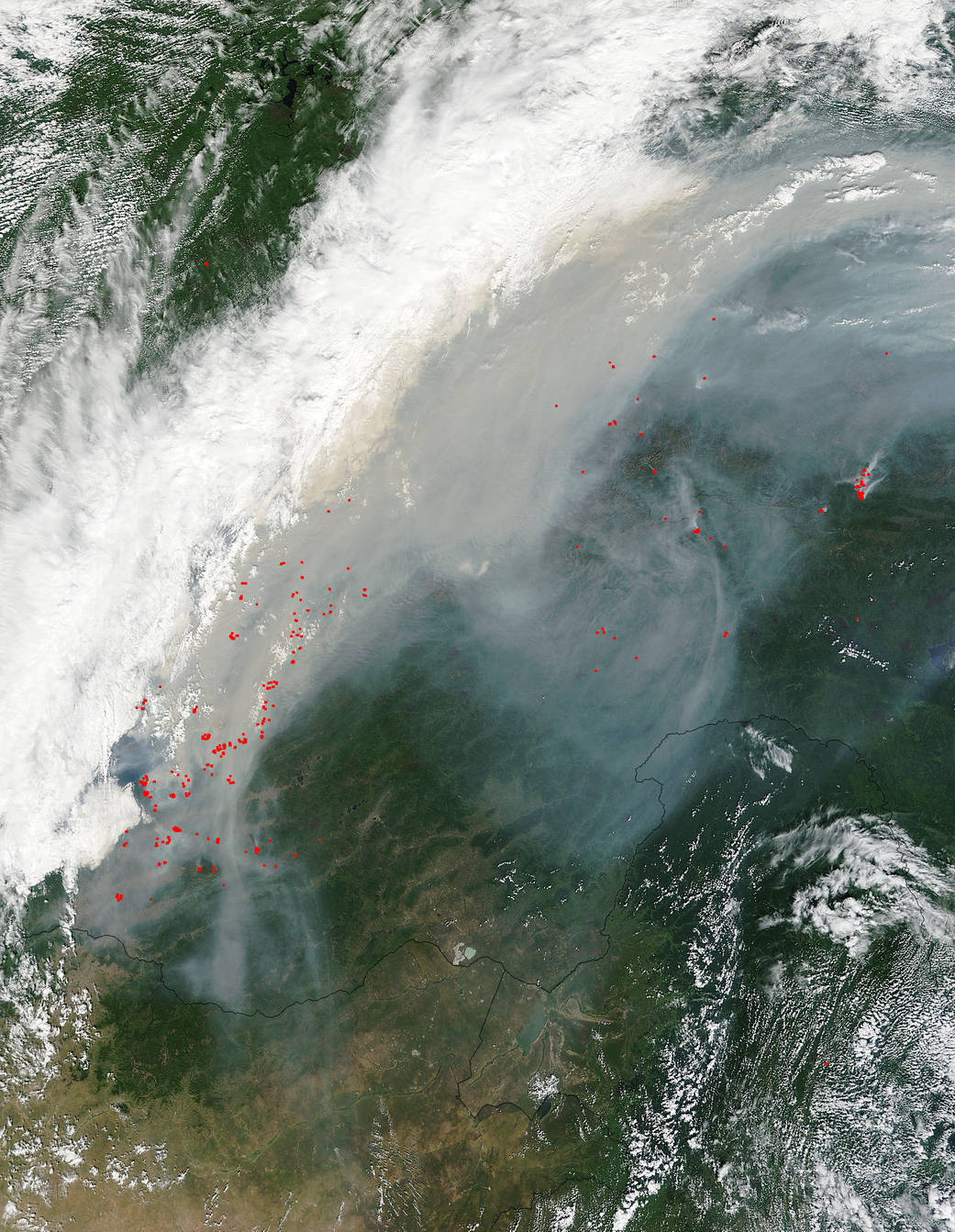 Terra image of fires in Russia