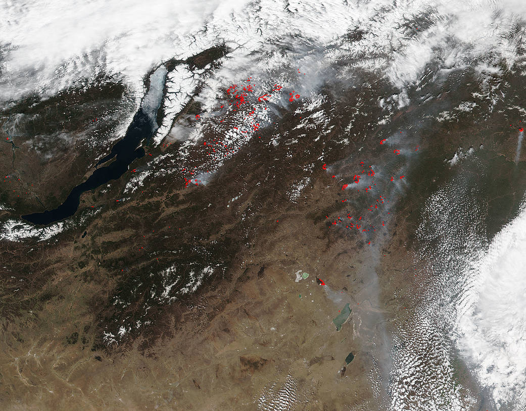 Fires around Lake Baikal in Russia